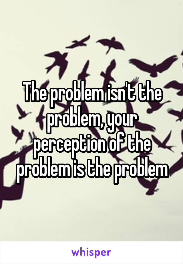 The problem isn't the problem, your perception of the problem is the problem