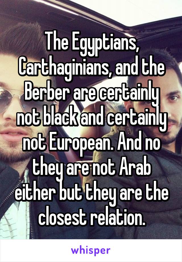The Egyptians, Carthaginians, and the Berber are certainly not black and certainly not European. And no they are not Arab either but they are the closest relation.