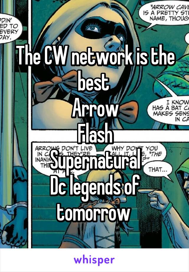 The CW network is the best 
Arrow
Flash
Supernatural
Dc legends of tomorrow 