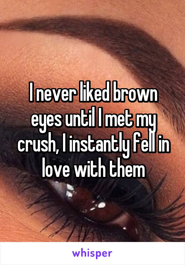 I never liked brown eyes until I met my crush, I instantly fell in love with them