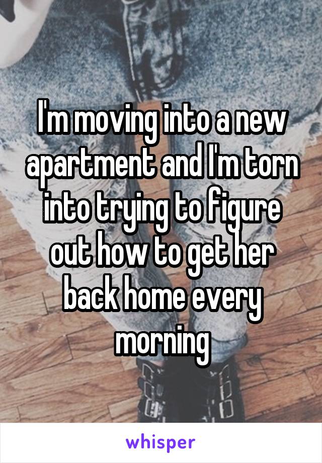I'm moving into a new apartment and I'm torn into trying to figure out how to get her back home every morning