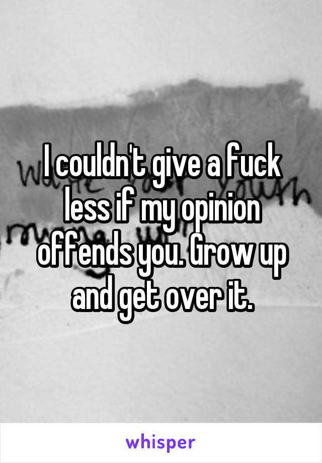 I couldn't give a fuck less if my opinion offends you. Grow up and get over it.