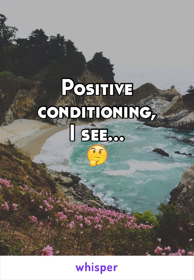 Positive  conditioning, 
I see... 
🤔

