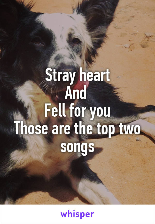 Stray heart
And 
Fell for you
Those are the top two songs