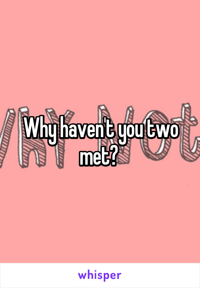 Why haven't you two met? 