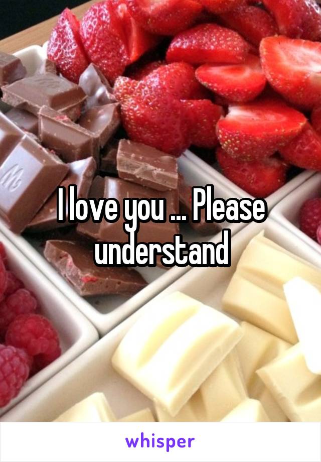 I love you ... Please understand