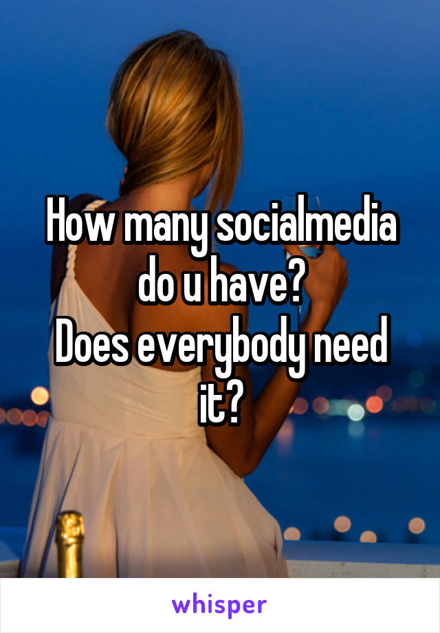 How many socialmedia do u have?
Does everybody need it?