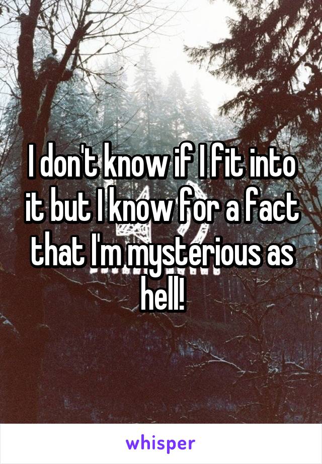I don't know if I fit into it but I know for a fact that I'm mysterious as hell!