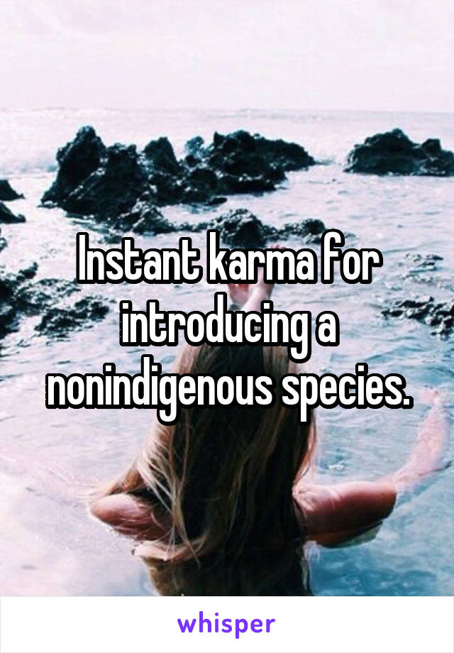 Instant karma for introducing a nonindigenous species.