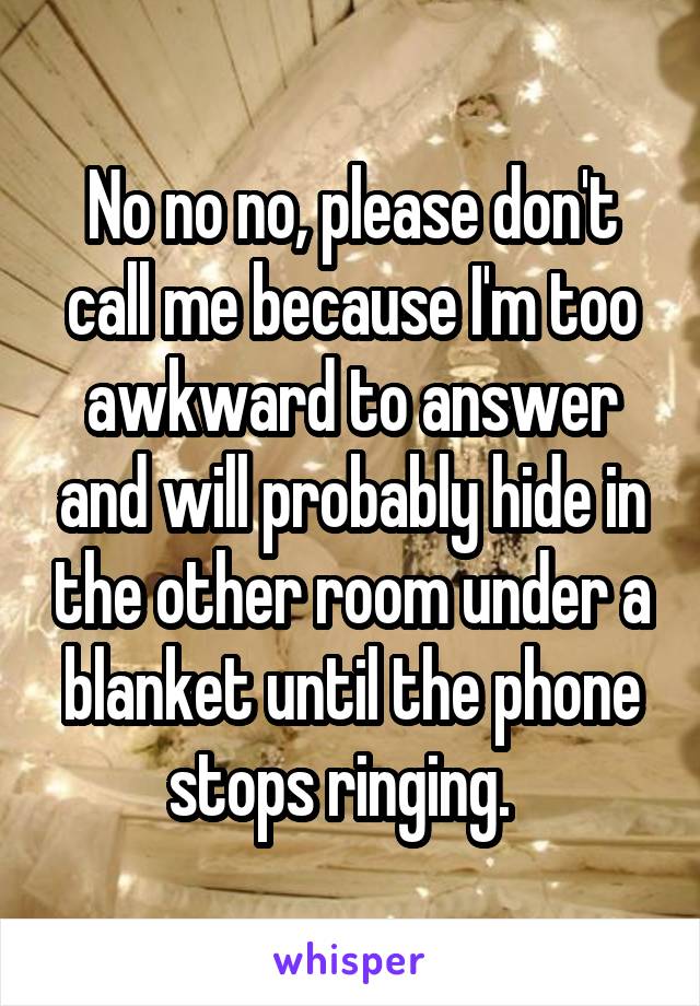 No no no, please don't call me because I'm too awkward to answer and will probably hide in the other room under a blanket until the phone stops ringing.  