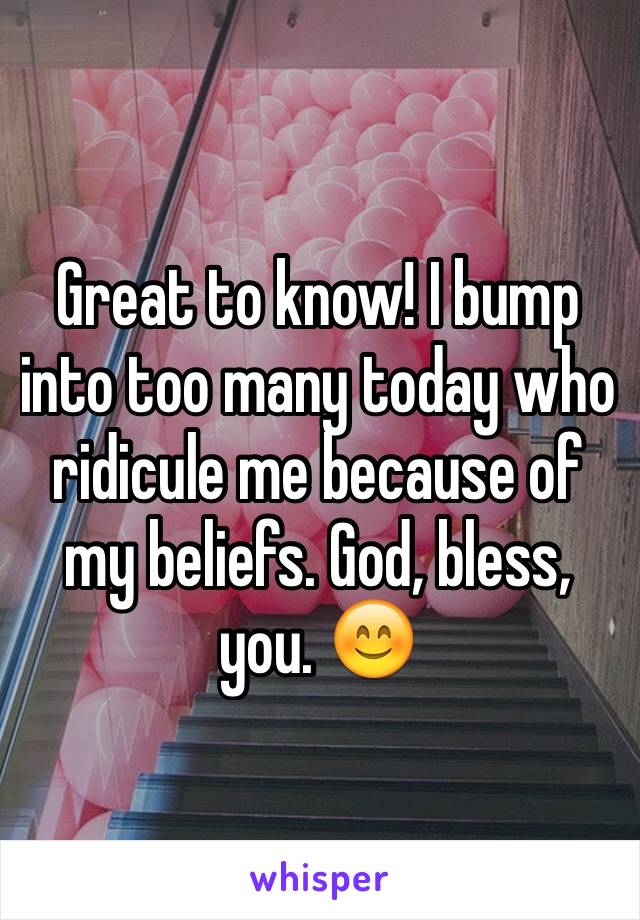 Great to know! I bump into too many today who ridicule me because of my beliefs. God, bless, you. 😊