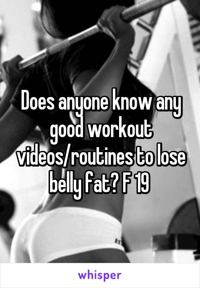 Does anyone know any good workout videos/routines to lose belly fat? F 19 