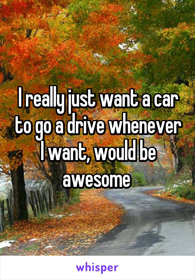 I really just want a car to go a drive whenever I want, would be awesome 
