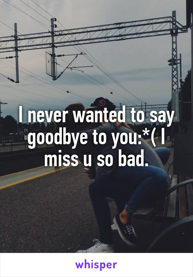I never wanted to say goodbye to you:*( I miss u so bad.