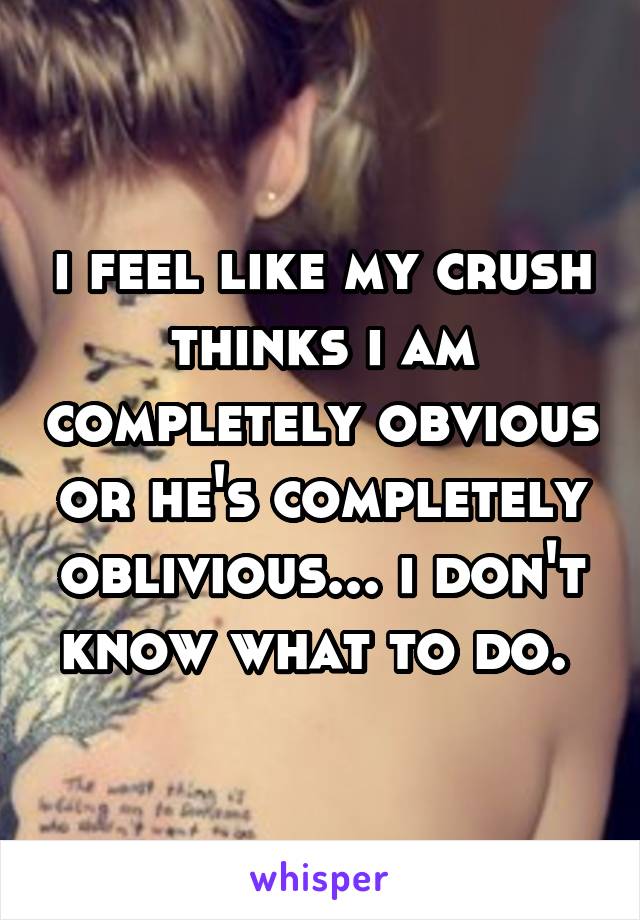 i feel like my crush thinks i am completely obvious or he's completely oblivious... i don't know what to do. 