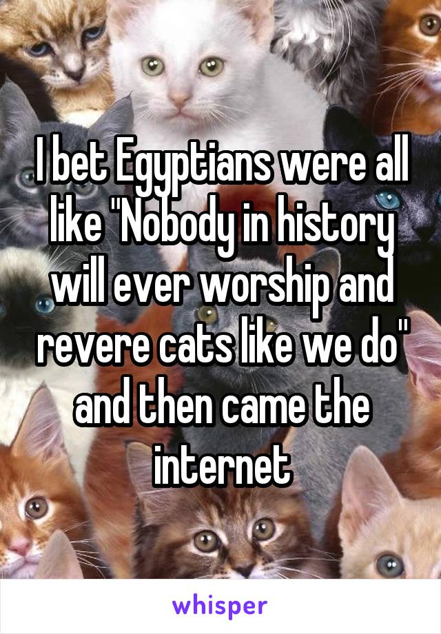 I bet Egyptians were all like "Nobody in history will ever worship and revere cats like we do" and then came the internet