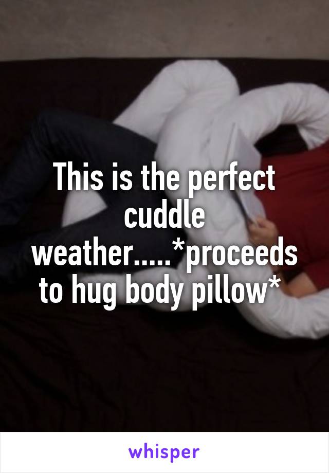 This is the perfect cuddle weather.....*proceeds to hug body pillow* 