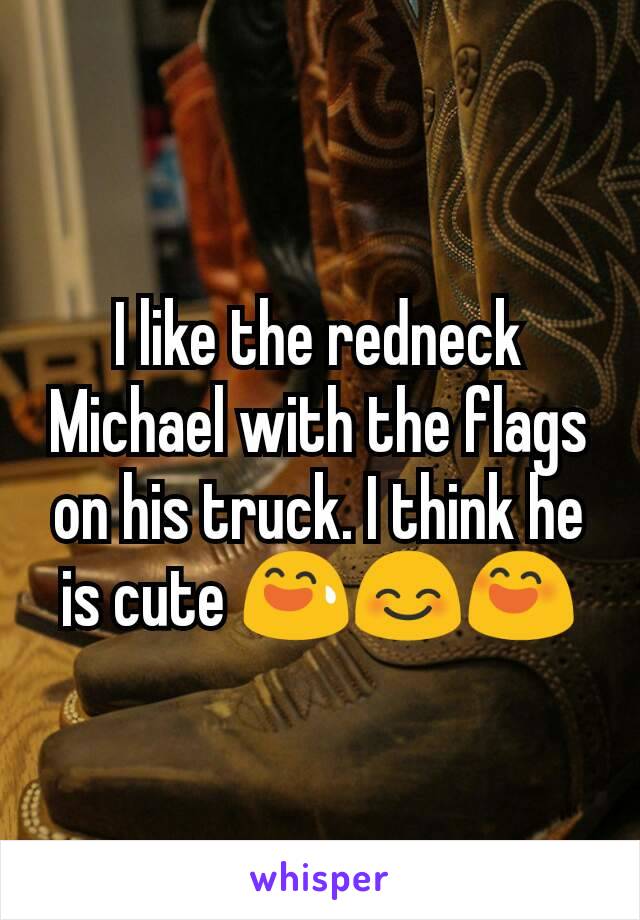 I like the redneck Michael with the flags on his truck. I think he is cute 😅😊😄