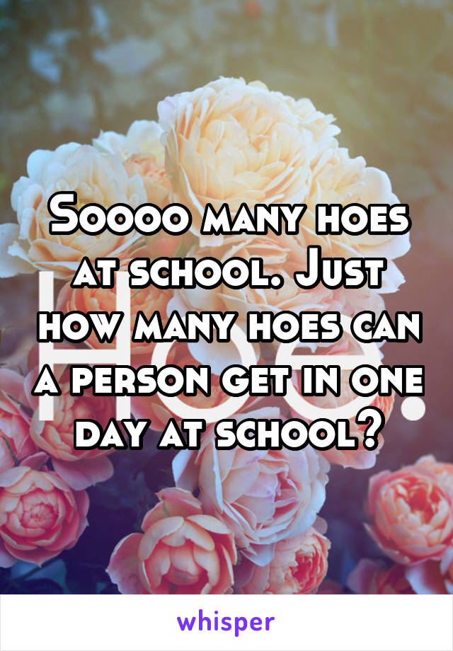 Soooo many hoes at school. Just how many hoes can a person get in one day at school?