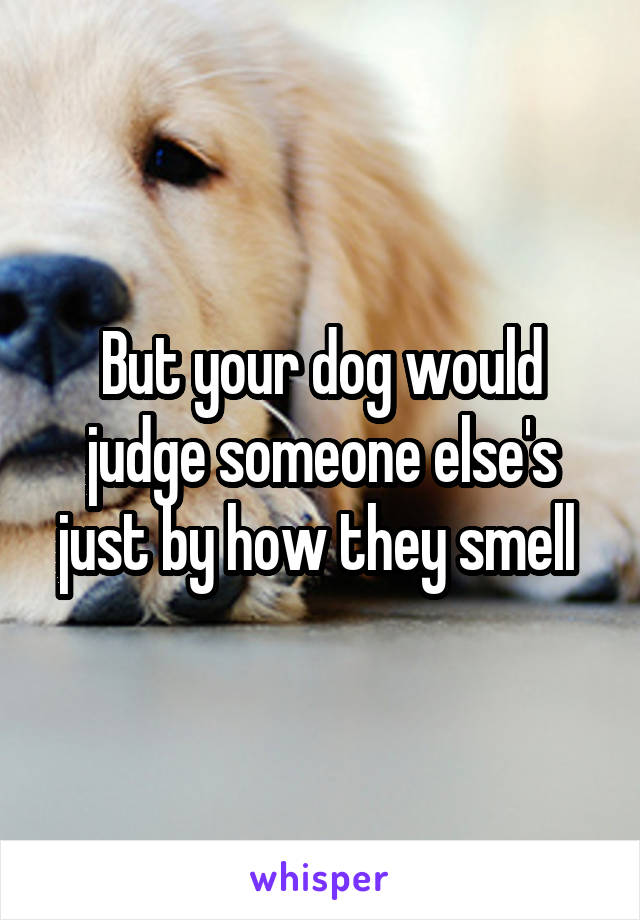 But your dog would judge someone else's just by how they smell 