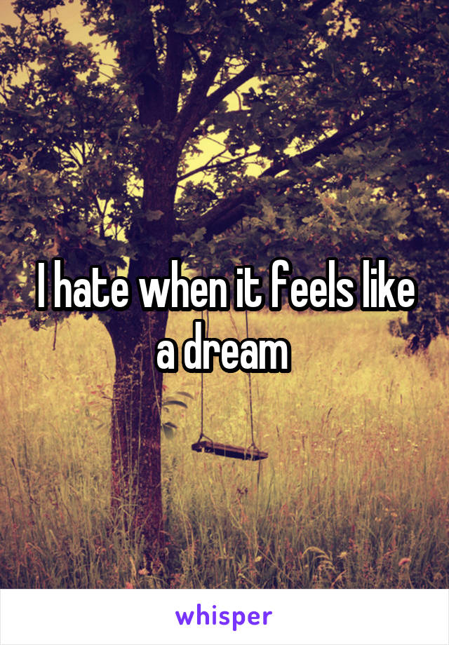 I hate when it feels like a dream 