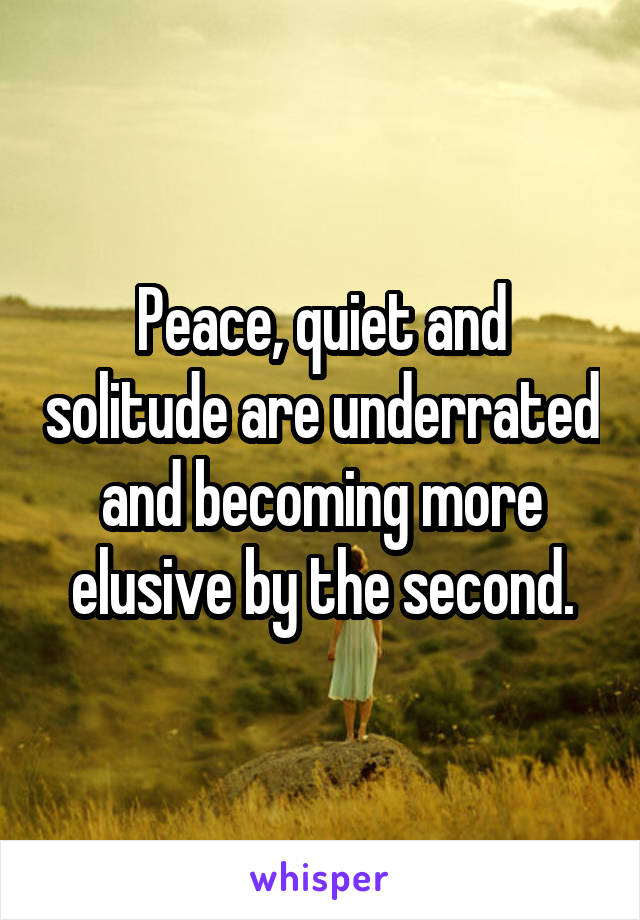 Peace, quiet and solitude are underrated and becoming more elusive by the second.