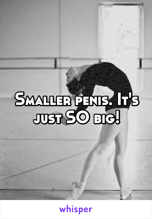 Smaller penis. It's just SO big!