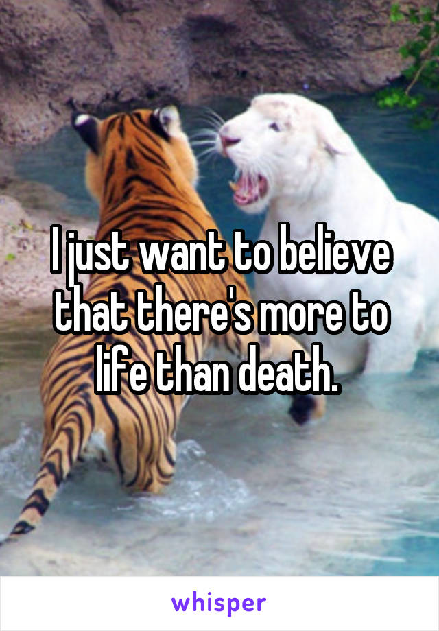 I just want to believe that there's more to life than death. 
