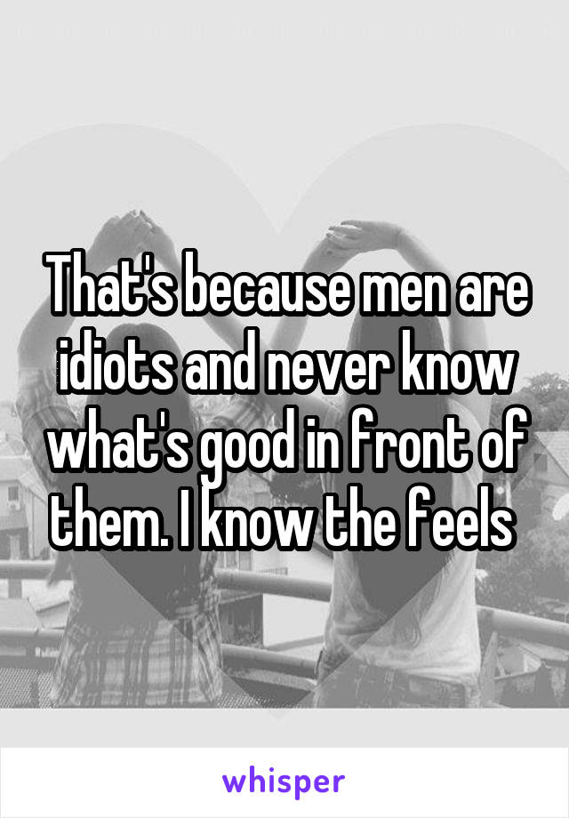 That's because men are idiots and never know what's good in front of them. I know the feels 