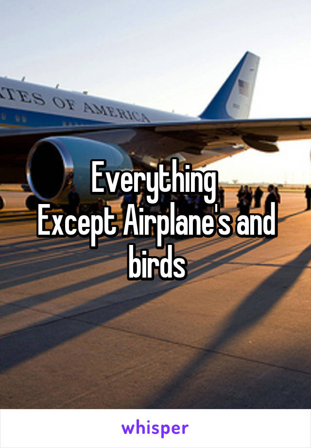 Everything 
Except Airplane's and birds