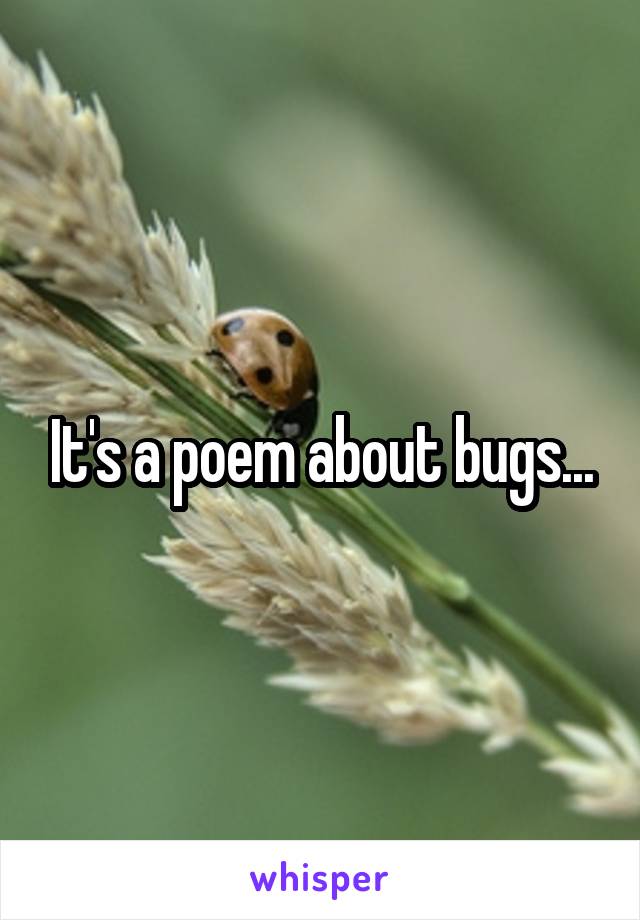 It's a poem about bugs...