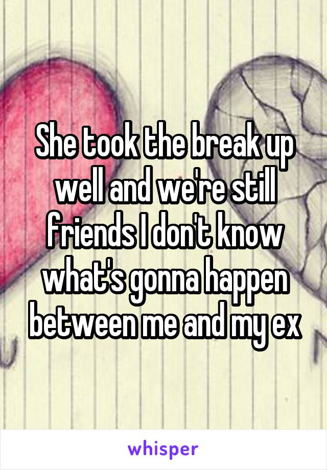 She took the break up well and we're still friends I don't know what's gonna happen between me and my ex