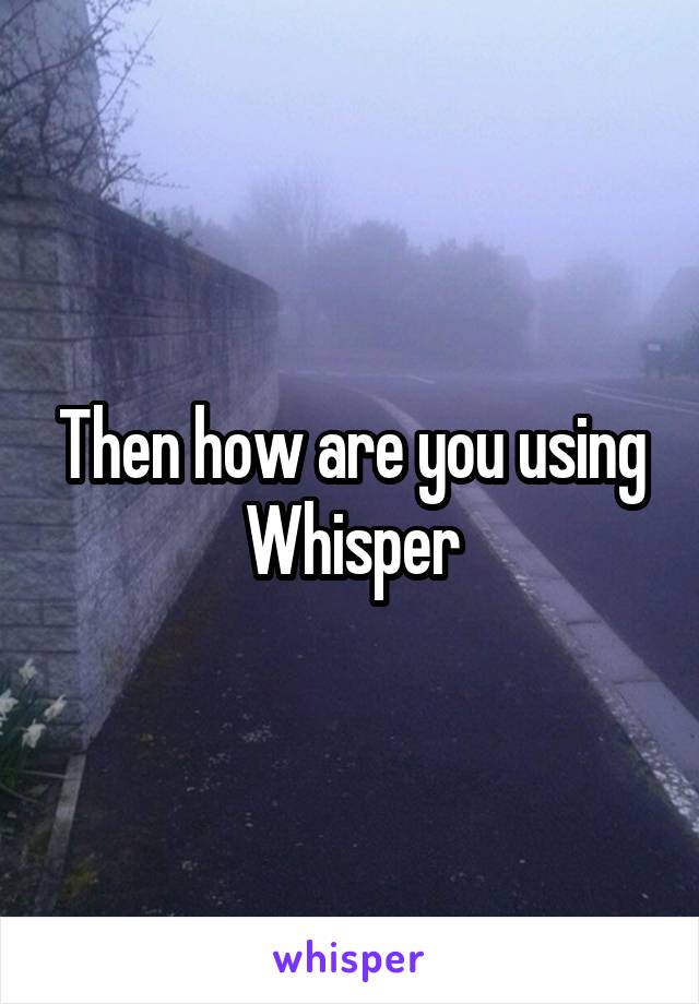 Then how are you using Whisper