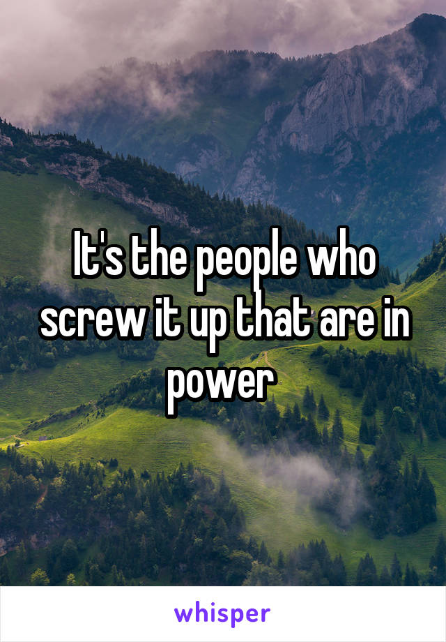 It's the people who screw it up that are in power 