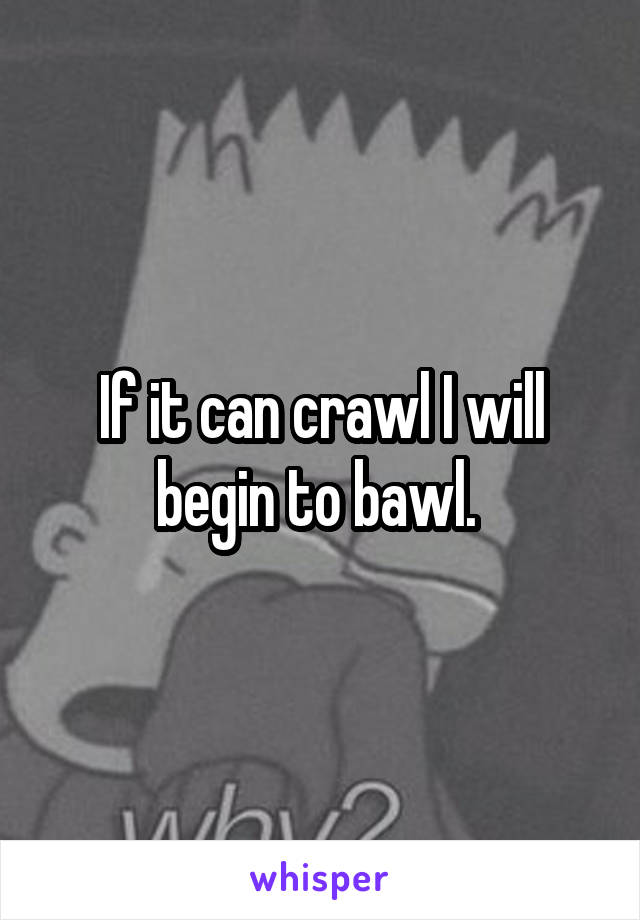 If it can crawl I will begin to bawl. 