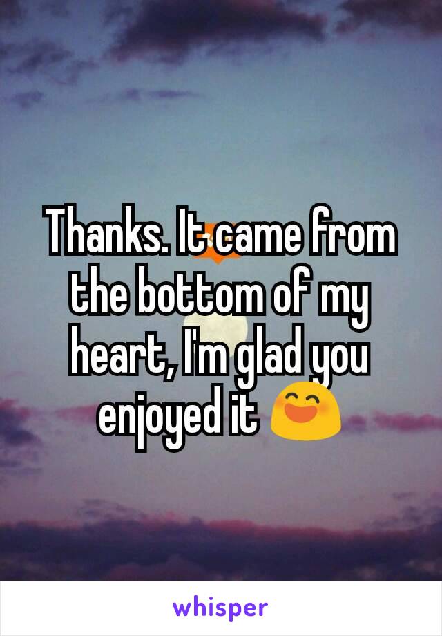 Thanks. It came from the bottom of my heart, I'm glad you enjoyed it 😄