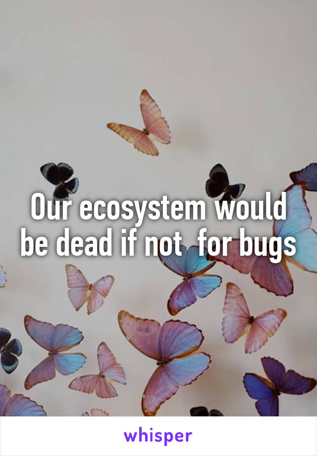 Our ecosystem would be dead if not  for bugs