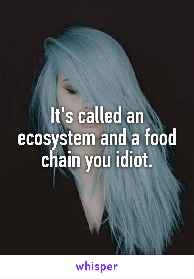 It's called an ecosystem and a food chain you idiot.