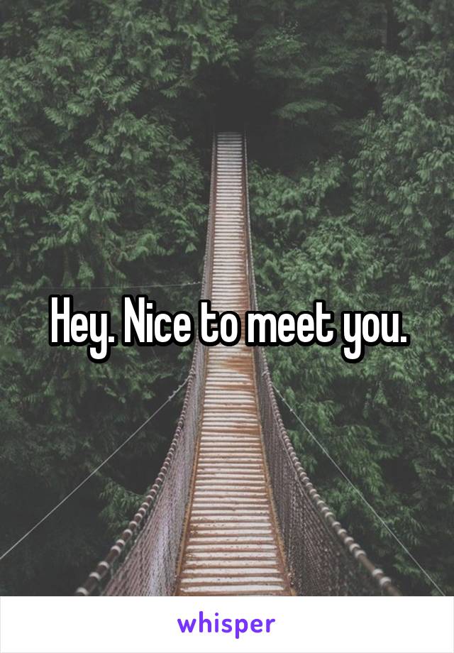 Hey. Nice to meet you.