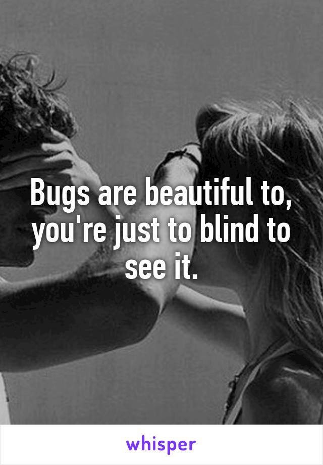 Bugs are beautiful to, you're just to blind to see it.