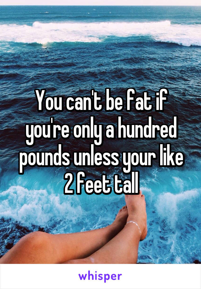 You can't be fat if you're only a hundred pounds unless your like 2 feet tall