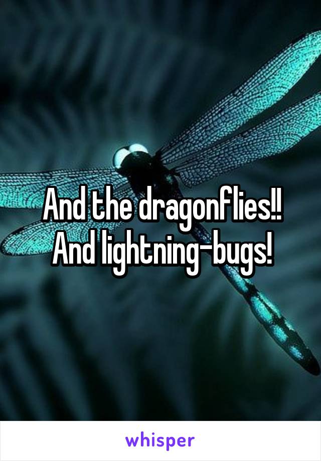 And the dragonflies!! And lightning-bugs!