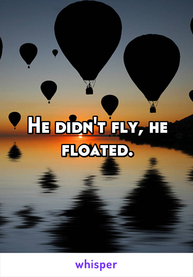 He didn't fly, he floated.