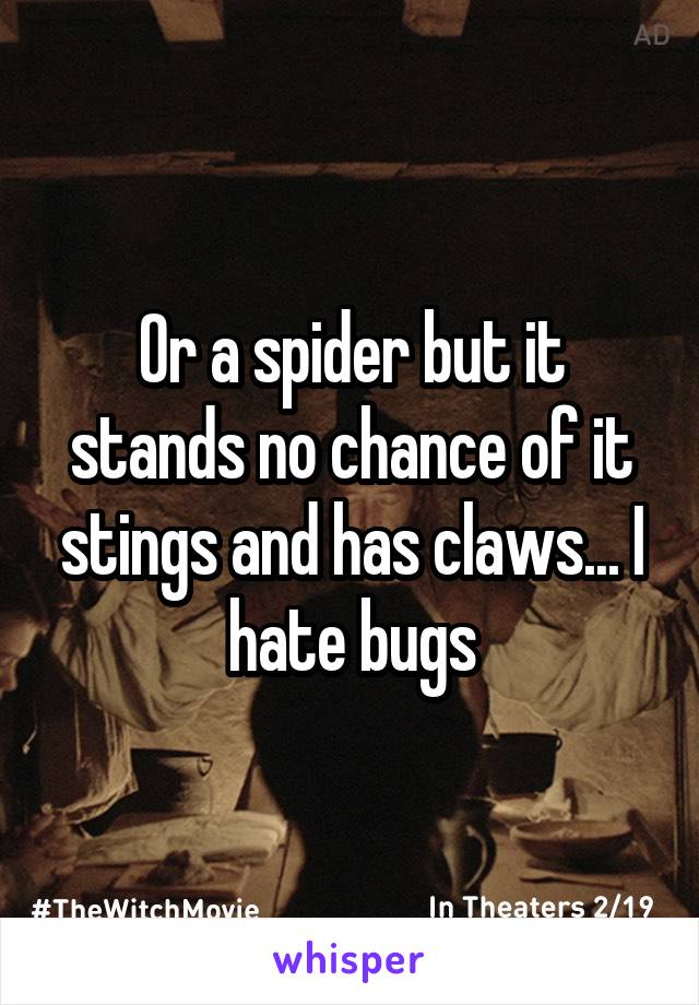 Or a spider but it stands no chance of it stings and has claws... I hate bugs