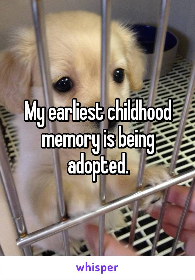 My earliest childhood memory is being adopted.