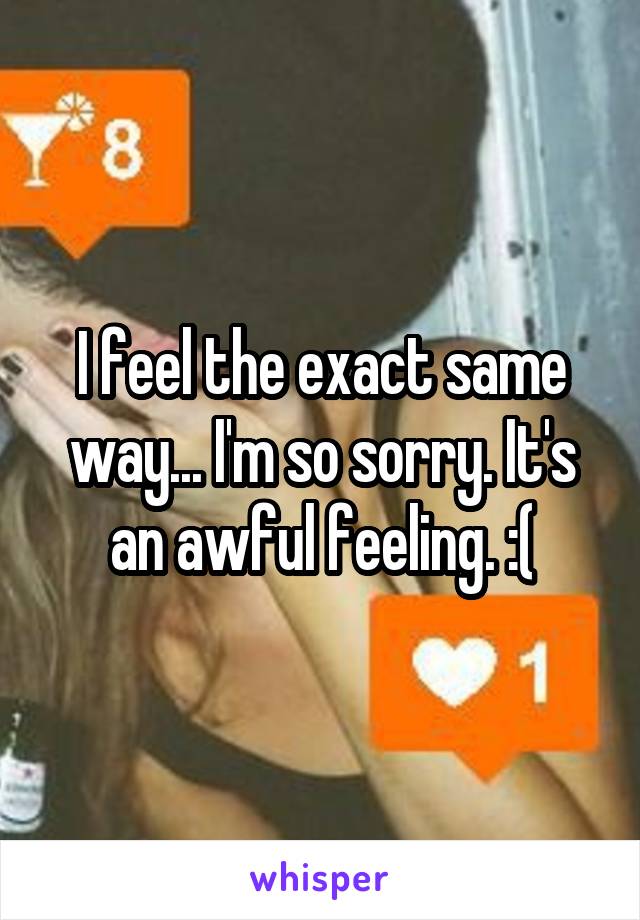 I feel the exact same way... I'm so sorry. It's an awful feeling. :(