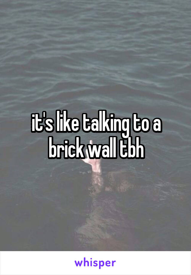 it's like talking to a brick wall tbh