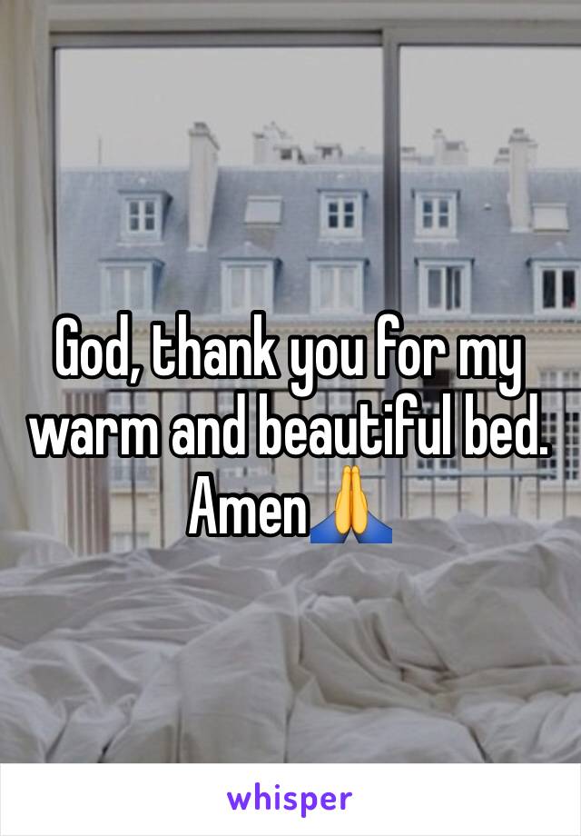 God, thank you for my warm and beautiful bed. Amen🙏