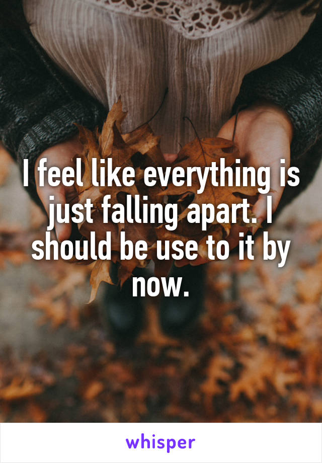 I feel like everything is just falling apart. I should be use to it by now.