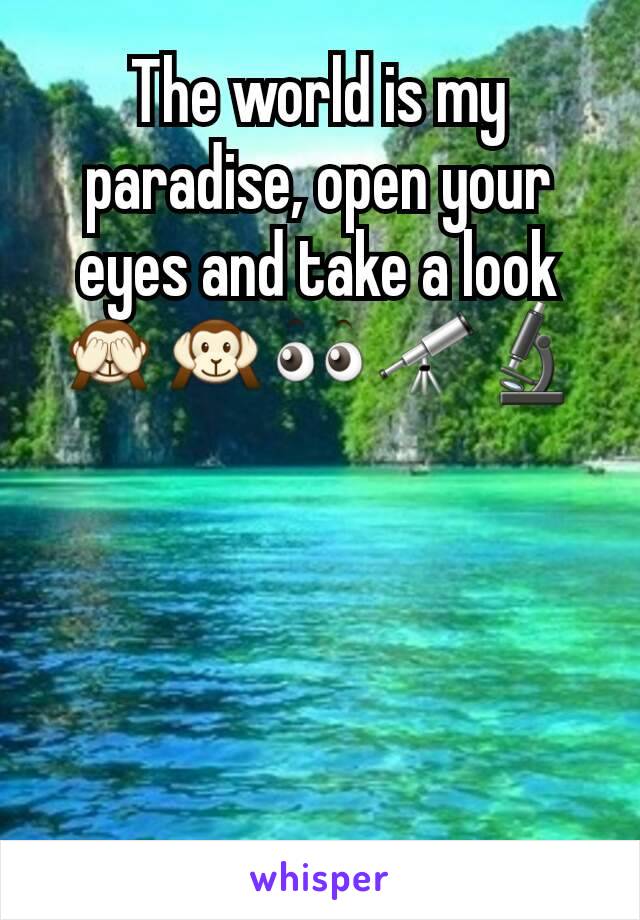 The world is my paradise, open your eyes and take a look
🙈🙉👀🔭🔬